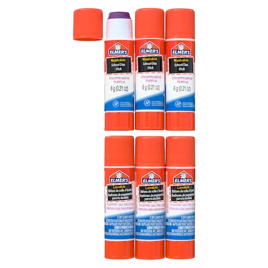 Elmer's® Disappearing Purple School Glue Stick, 6 Count